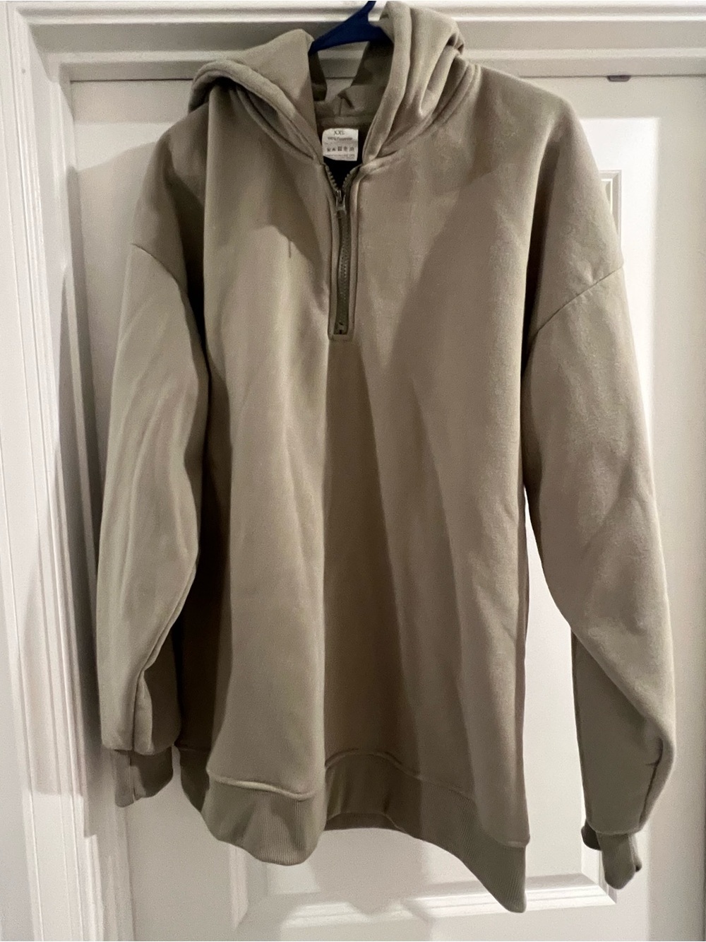 SHEIN Men's Hooded Quarter-Zip Pullover in Taupe